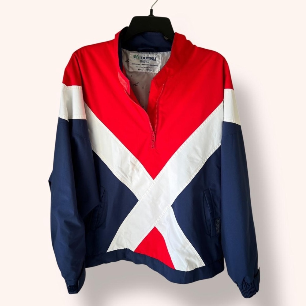 SALE 🍒 Vintage 90’s Red, White, and Blue Windbreaker Pullover Quarter Zip